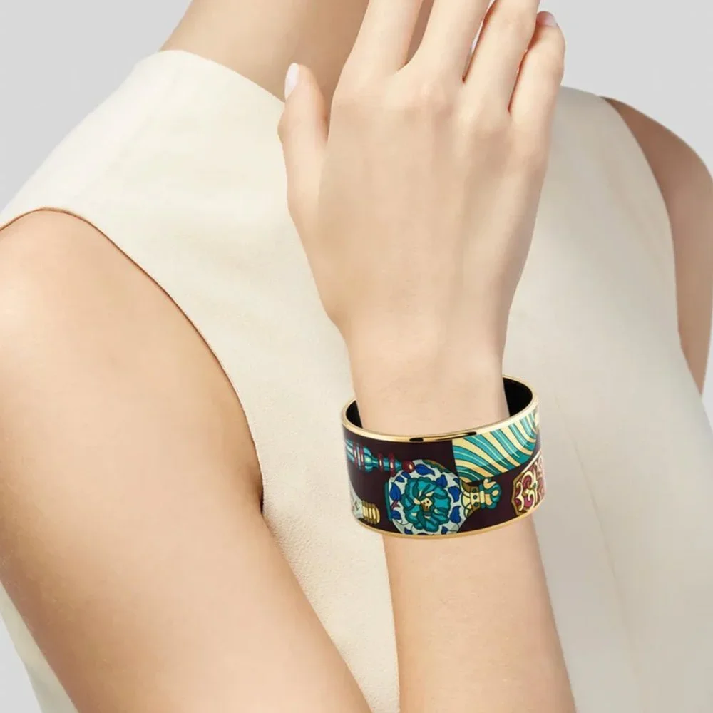 Hermes Enamel Printed Extra Wide Flacons Bracelet 65 - Picture 2 of 5